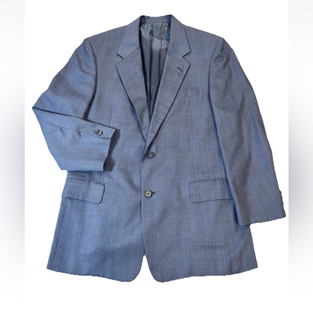 Vintage Yves Saint Laurent Blazer Men’s 42 Blue‎ Plaid - Picture 2 of 13